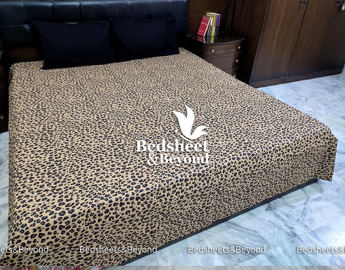 Export Quality Cotton Bed Sheet King Size-3-Piece-cheetah print
