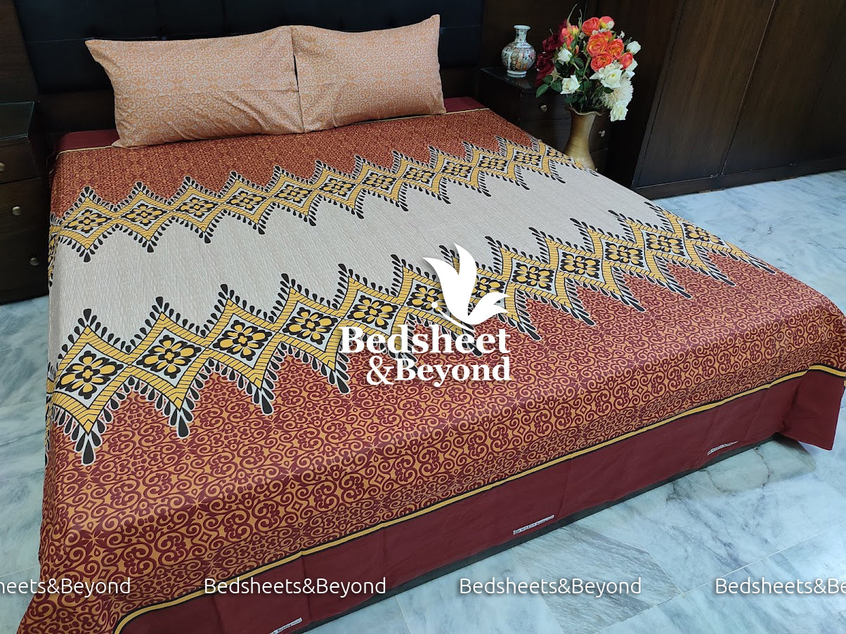 Cotton Bed Sheet King Size-3-Piece-Maroon
