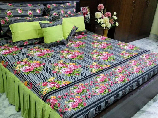 7 Piece Frill Bed Sheet Set Cotton
